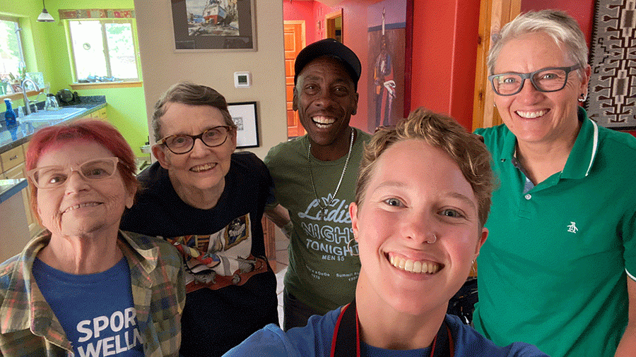 Rivera and her life partner, Susan, with project cinematographer, Mallory Golski, front.