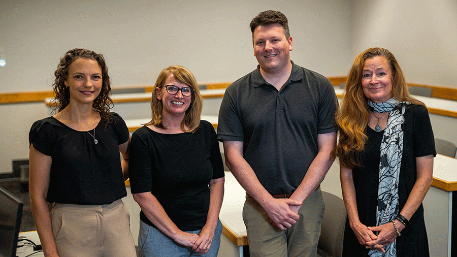 Mindy Yocum, JusticeTech staff attorney, is pictured with program collaborators, Armstrong, far left, Southers and Schmitz.
