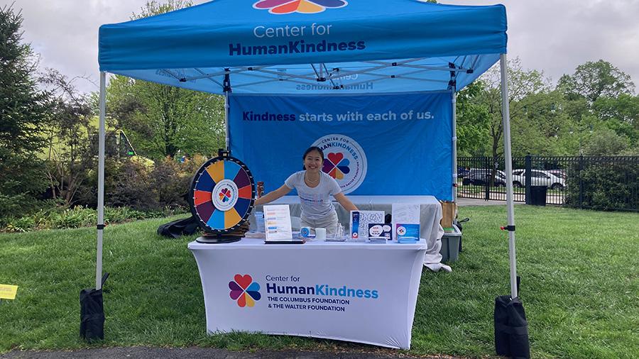 Hana Nip at a community event with the Kindness Wheel