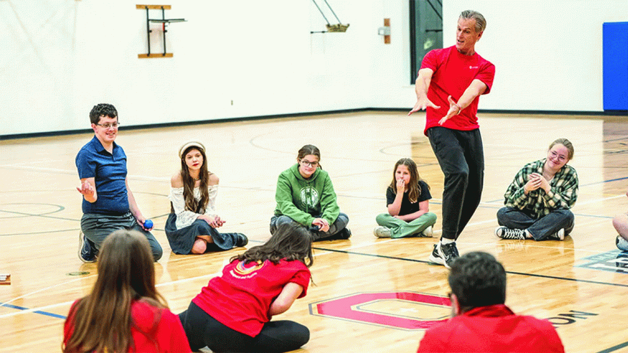 Kevin McClatchy conducts a Shakespeare and Autism Project workshop at Ohio State Marion. (Photo by Logan Wallace)