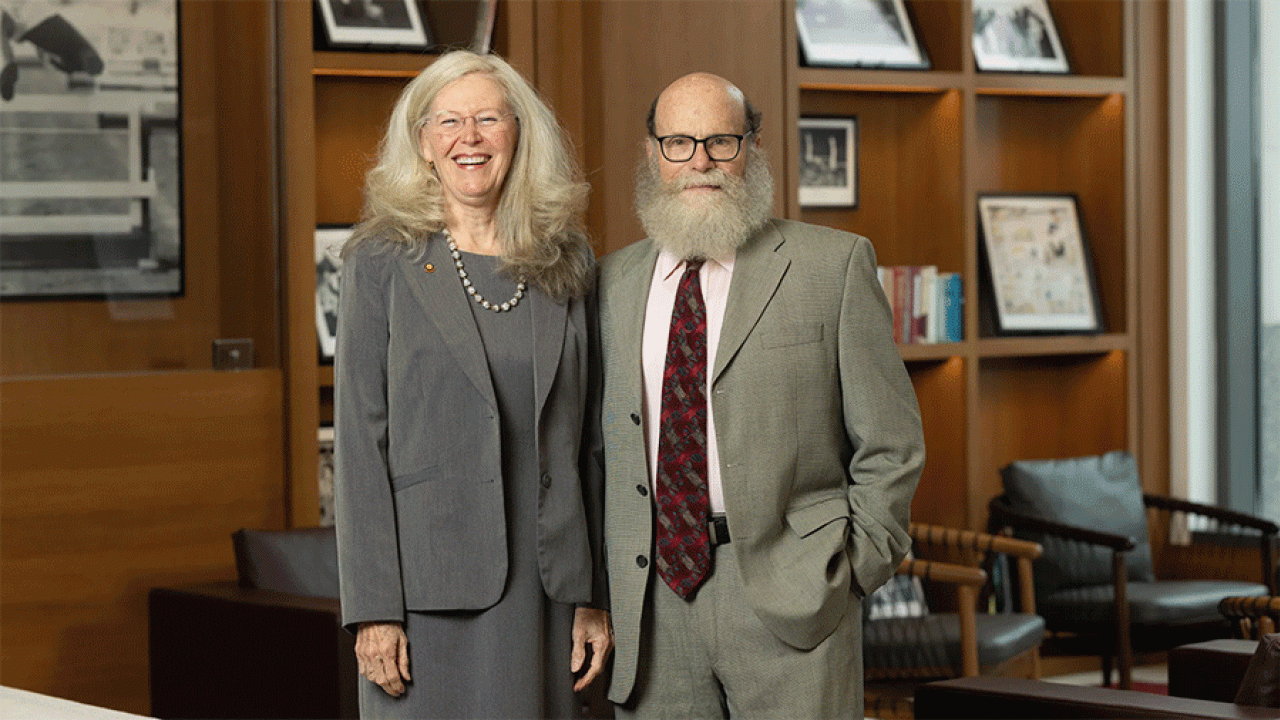 Gay Miller and Joe Rosenblatt are supporting scholarships at Ohio State, honoring the institution that helped them thrive while faculty members. “We believe in the university’s potential to impact the lives of people across Ohio, the nation and the world,” Gay says. (Photo by Jodi Miller)