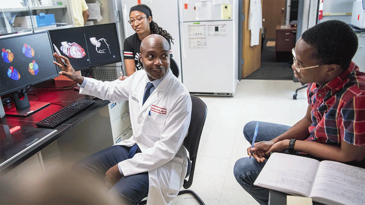Dr. Sakima Smith, the Bob Frick Research Chair in Heart Failure and Arrhythmia, is studying the links between cancer treatment and heart disease. His endowed position has helped him grow his lab, recruit students and conduct foundational research. (Photo by Logan Wallace)