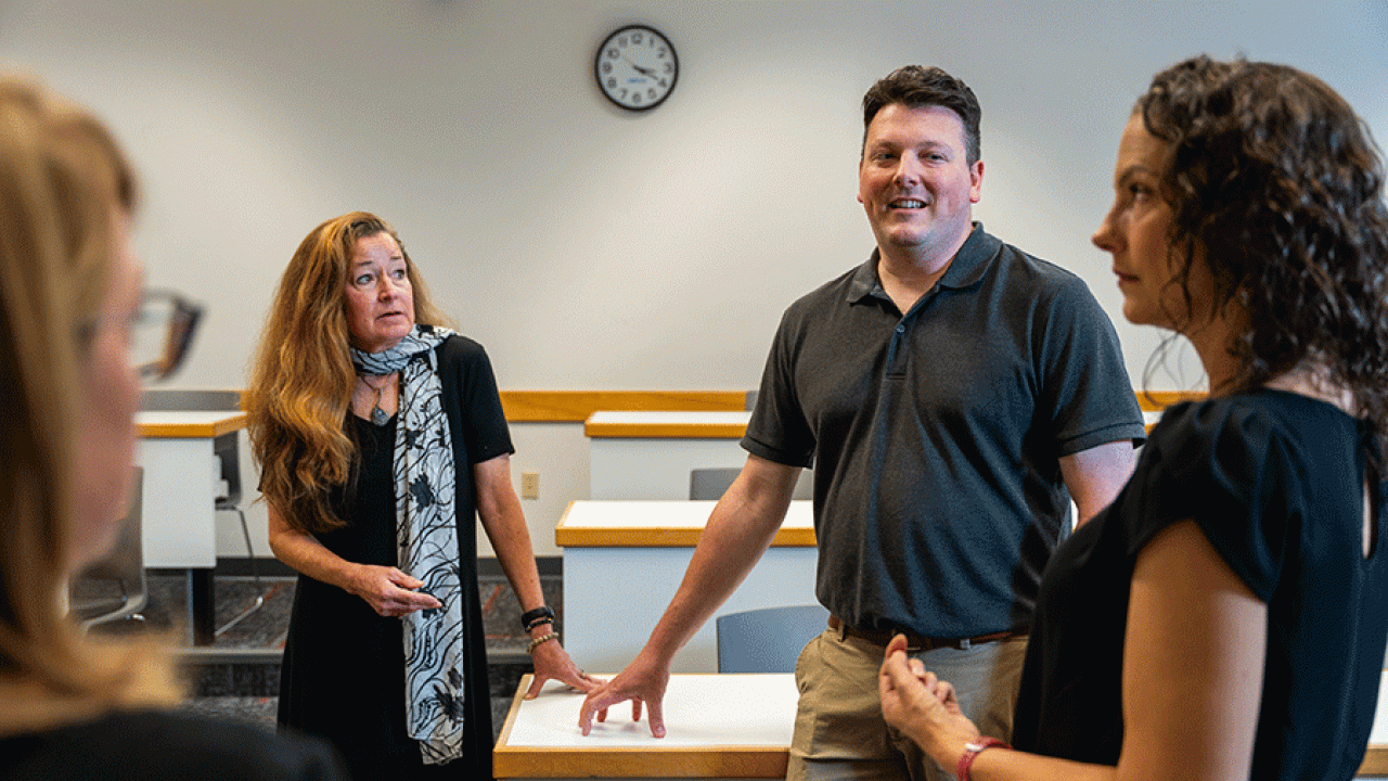 Amy Schmitz, the John Deaver Drinko-Baker & Hostetler Chair in Law, discusses JusticeTech with program partners Robert Southers and Julia Armstrong, managing director of the Institute for Cybersecurity and Digital Trust.